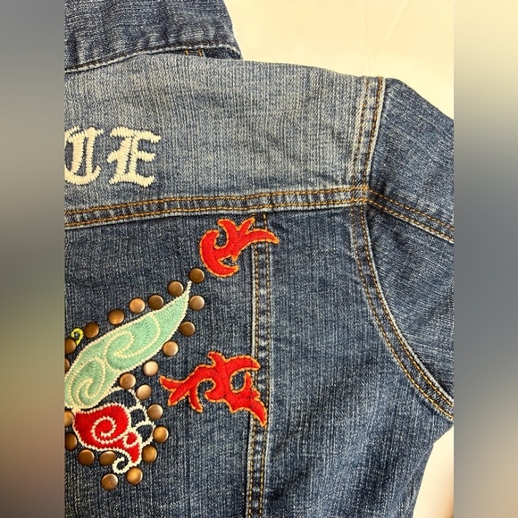Vintage Joy Jean Studded Butterfly Cropped Denim Jacket Size: M | J1 = JOY Jean - Picture 8 of 10